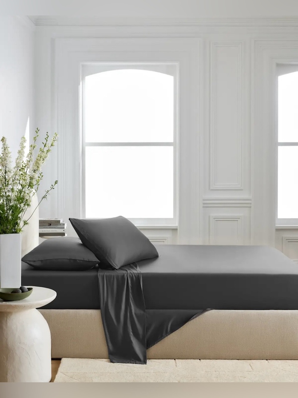 Quince Organic Bamboo Sheet Set Queen Charcoal 4 Piece Cool & Soft! NWOT